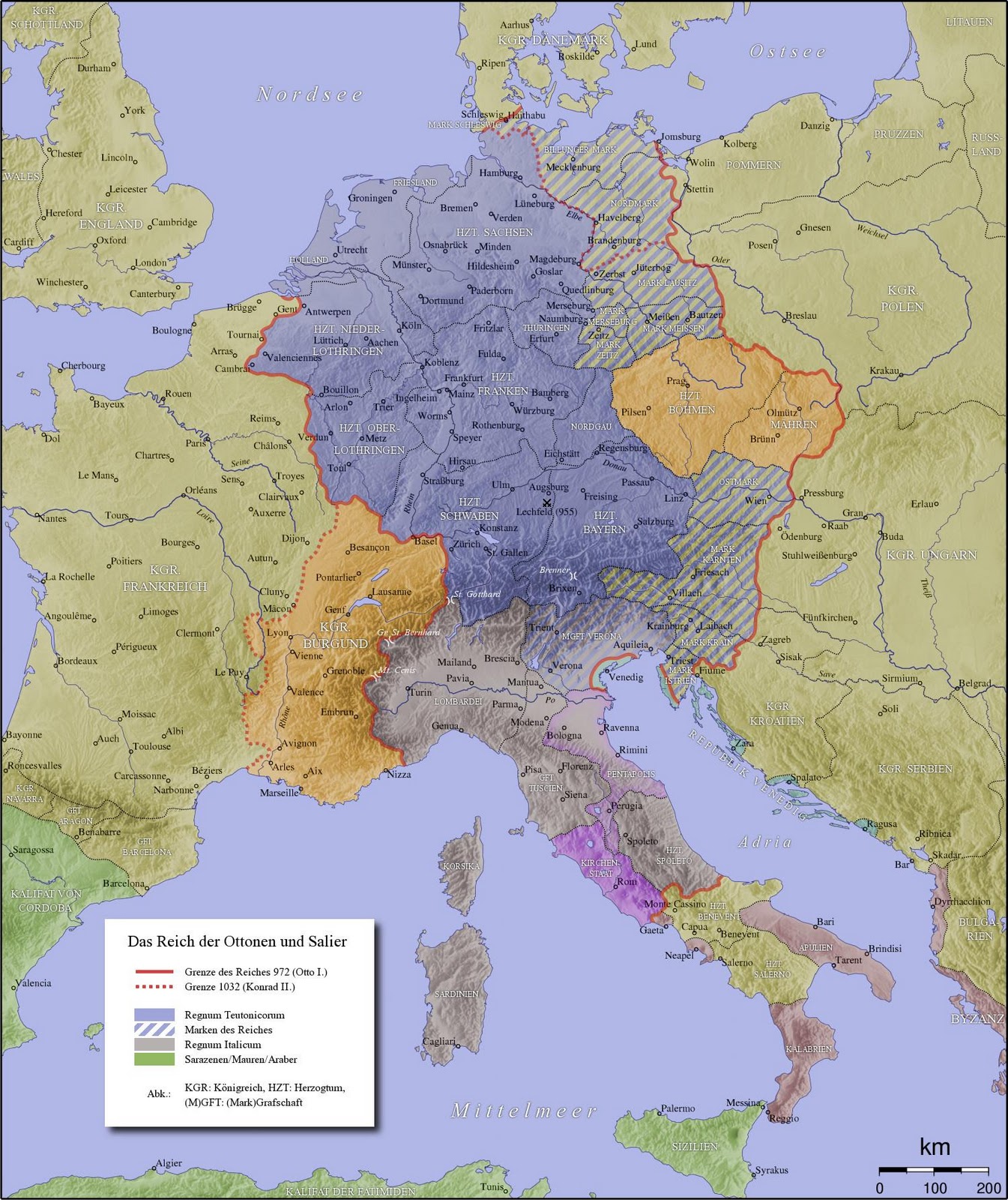 L'Europa degli Ottoni nel 1031 (Sacro Romano Impero)